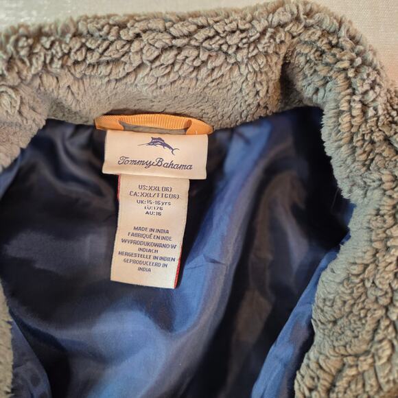 Tommy Bahama Girls XXL (16) Fleece Jacket – Green Blue Yellow, Full Zip - Picture 3 of 16
